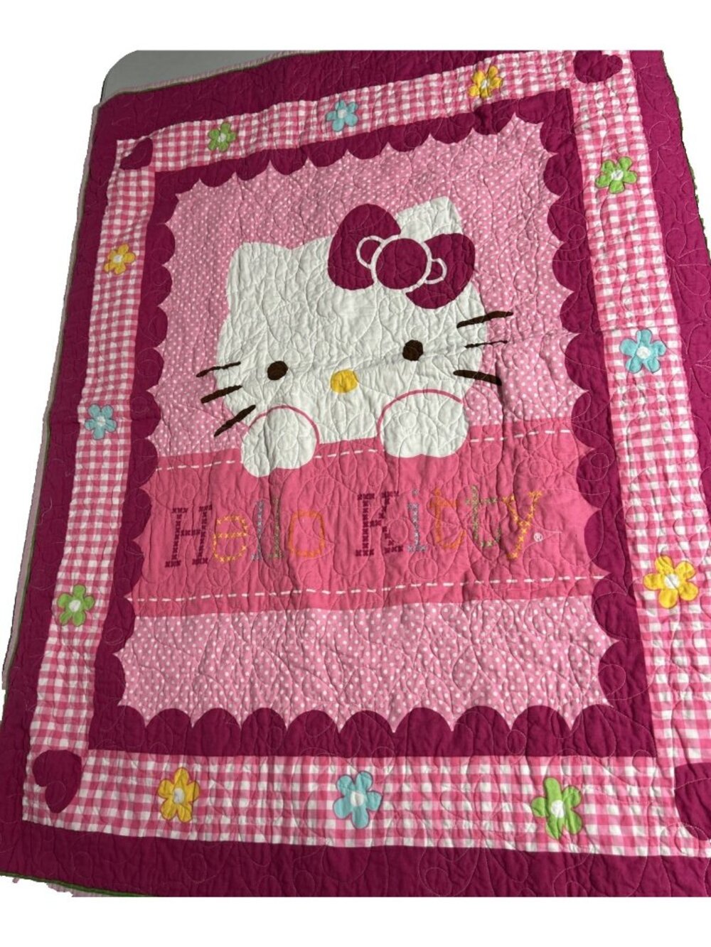Hello Kitty Quilt Throw Blanket Pink
